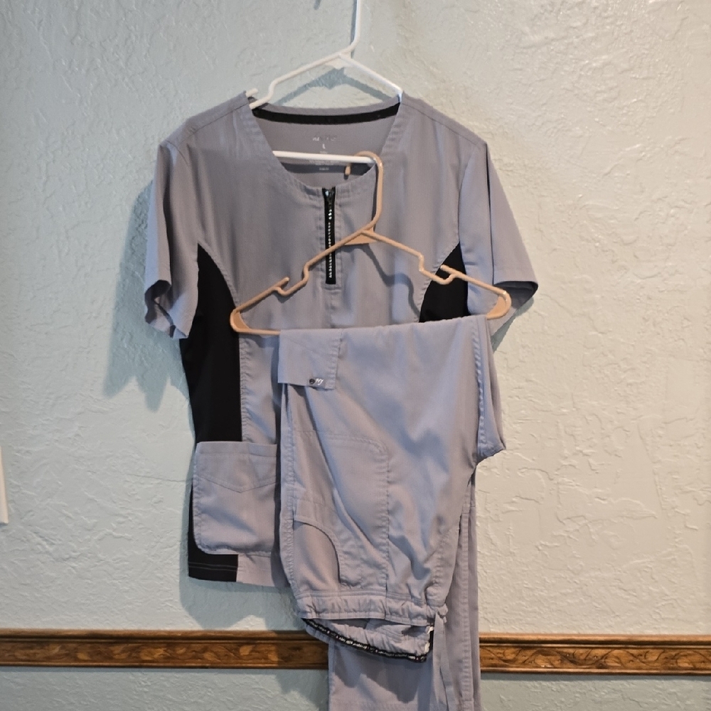 Gray and Black Scrub Set